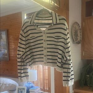 BLUE PEPPER WOMENS BUTTON STRIPED TOP